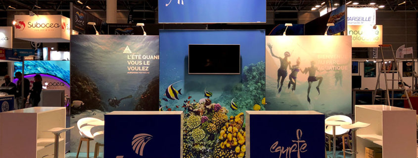 Conception et installation de la solution Le Transversale pour salons et foires en France et Europe. Travel in Egypte